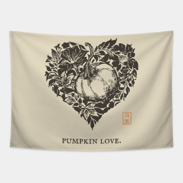 Pumpkin Love Heart Design Tapestry by TuncGK