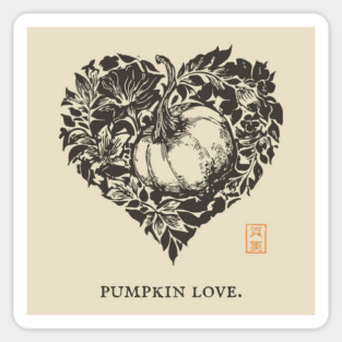 Pumpkin Love Heart Design Sticker