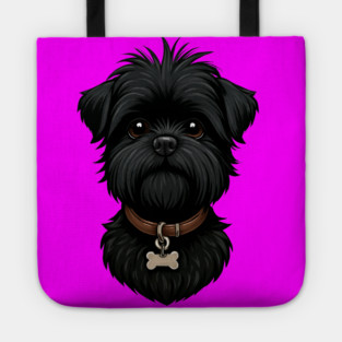 Scruffy Affenpinscher – Realistic Black Dog with Beard & Collar for Pet Lovers Tote