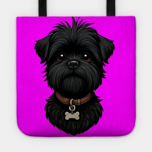 Scruffy Affenpinscher – Realistic Black Dog with Beard & Collar for Pet Lovers Tote by IamActiveDog