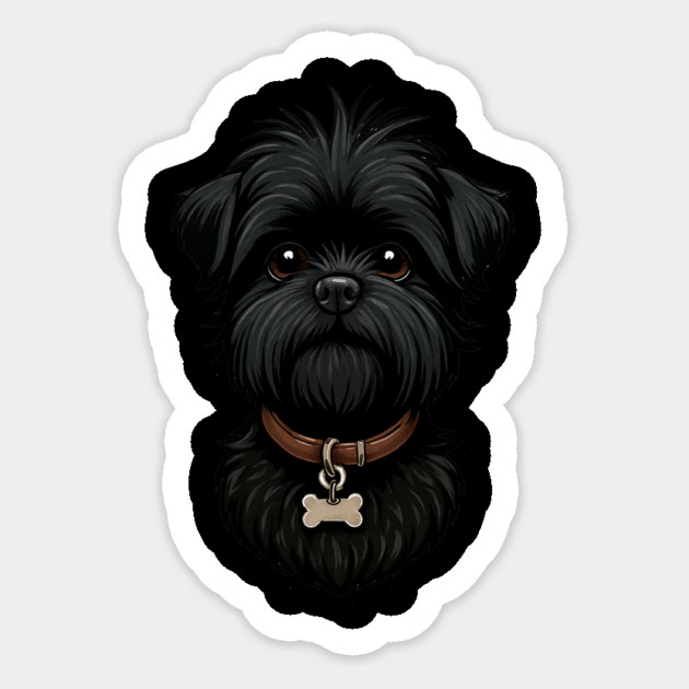 Scruffy Affenpinscher – Realistic Black Dog with Beard & Collar for Pet Lovers Sticker by IamActiveDog