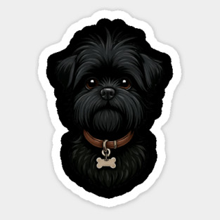 Scruffy Affenpinscher – Realistic Black Dog with Beard & Collar for Pet Lovers Magnet