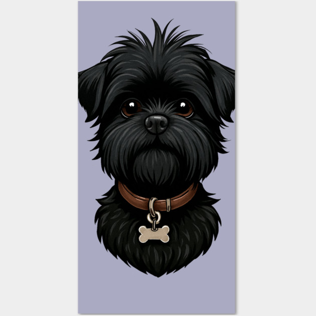 Scruffy Affenpinscher – Realistic Black Dog with Beard & Collar for Pet Lovers Wall Art by IamActiveDog