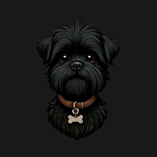 Scruffy Affenpinscher – Realistic Black Dog with Beard & Collar for Pet Lovers by IamActiveDog