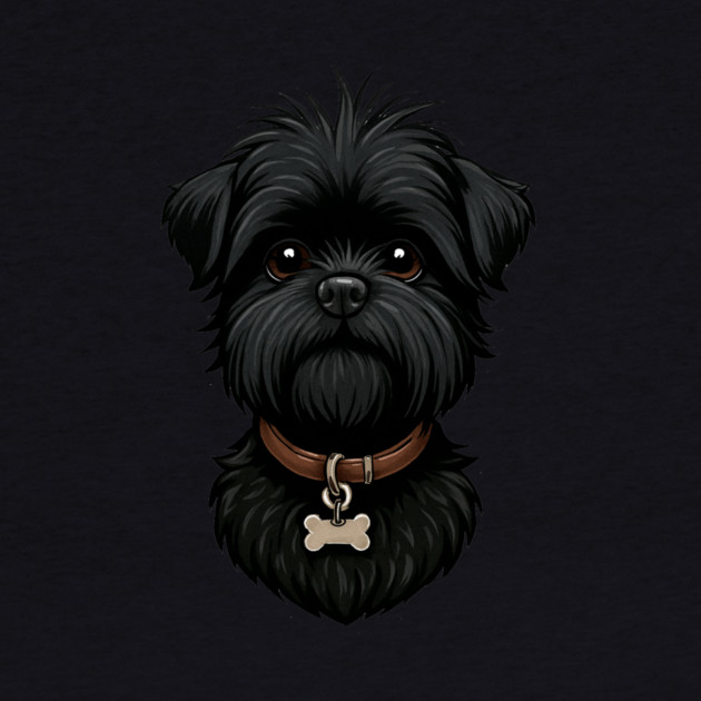 Scruffy Affenpinscher – Realistic Black Dog with Beard & Collar for Pet Lovers by IamActiveDog
