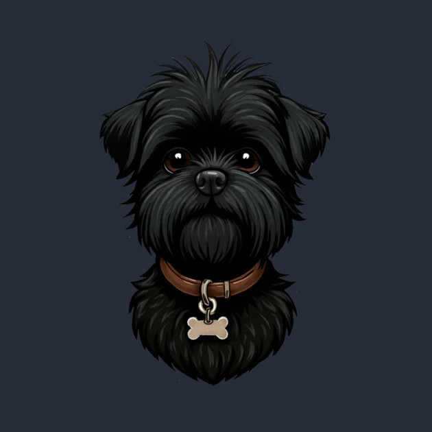 Scruffy Affenpinscher – Realistic Black Dog with Beard & Collar for Pet Lovers by IamActiveDog
