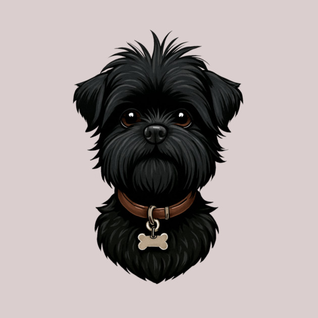 Scruffy Affenpinscher – Realistic Black Dog with Beard & Collar for Pet Lovers by IamActiveDog