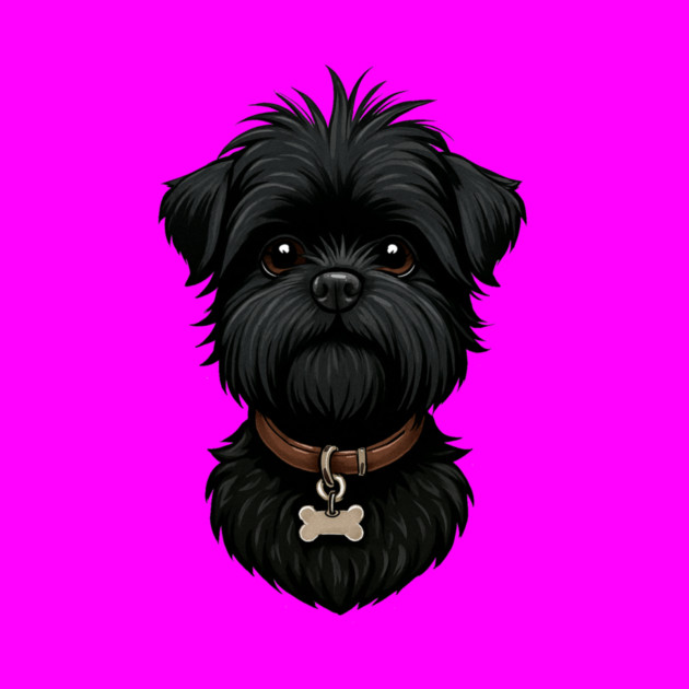 Scruffy Affenpinscher – Realistic Black Dog with Beard & Collar for Pet Lovers by IamActiveDog