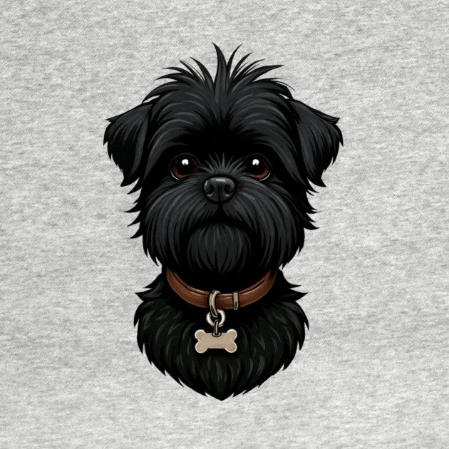 Scruffy Affenpinscher – Realistic Black Dog with Beard & Collar for Pet Lovers by IamActiveDog