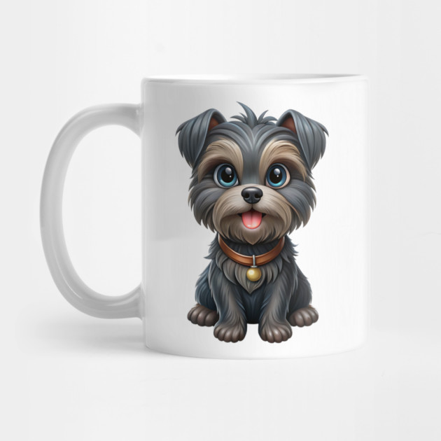 Expressive Affenpinscher with Blue Eyes, Fluffy Gray-Brown Coat, and Gold Tag by IamActiveDog