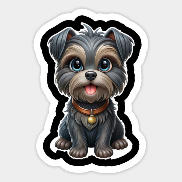 Expressive Affenpinscher with Blue Eyes, Fluffy Gray-Brown Coat, and Gold Tag Magnet by IamActiveDog