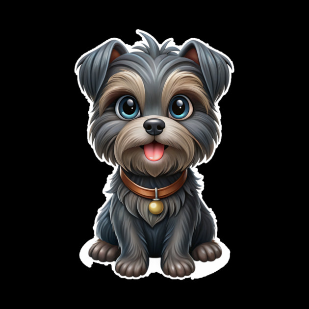 Expressive Affenpinscher with Blue Eyes, Fluffy Gray-Brown Coat, and Gold Tag by IamActiveDog