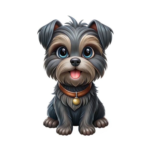 Expressive Affenpinscher with Blue Eyes, Fluffy Gray-Brown Coat, and Gold Tag by IamActiveDog