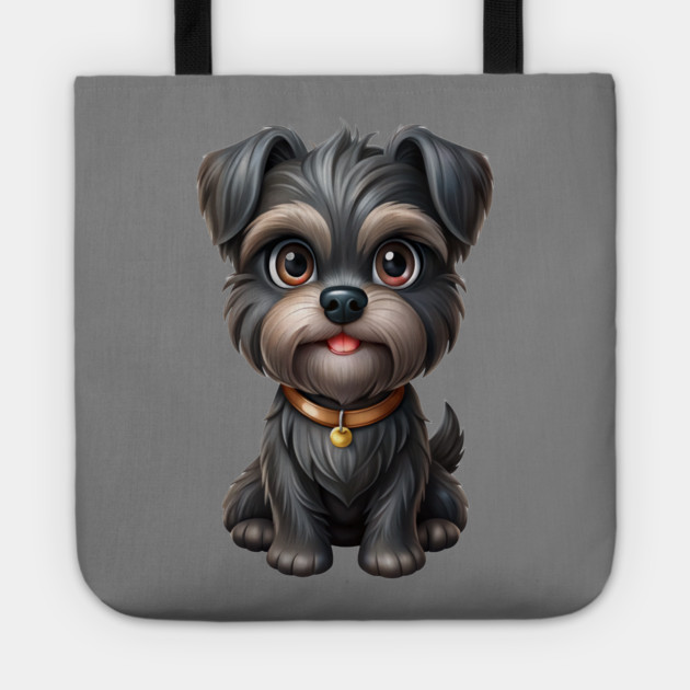 Fluffy Cartoon Affenpinscher with Bell Collar and Expressive Eyes Tote by IamActiveDog