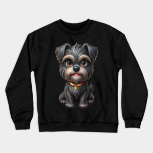Fluffy Cartoon Affenpinscher with Bell Collar and Expressive Eyes Crewneck Sweatshirt