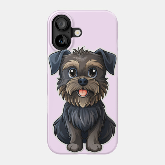 Cartoon Affenpinscher with Blue Eyes, Scruffy Black Fur, and Gold Tag Phone Case by IamActiveDog