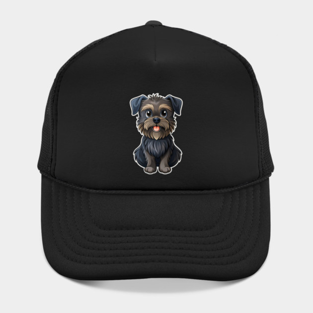 Cartoon Affenpinscher with Blue Eyes, Scruffy Black Fur, and Gold Tag by IamActiveDog