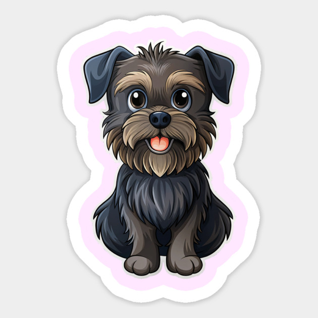 Cartoon Affenpinscher with Blue Eyes, Scruffy Black Fur, and Gold Tag Magnet by IamActiveDog