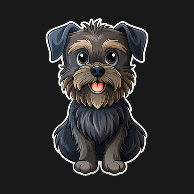Cartoon Affenpinscher with Blue Eyes, Scruffy Black Fur, and Gold Tag by IamActiveDog