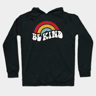 Be Kind Vintage Rainbow Peace Hippie Hoodie