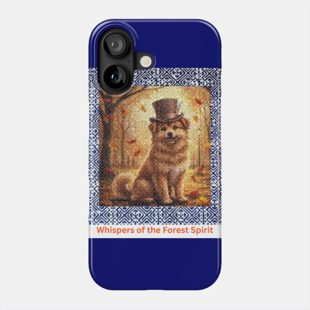 Whispers of the Forest Spirit – Brown Dog & Indigo Hmong Tribal Pattern Phone Case by Pimcolle