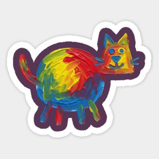 Smiling Colorful Cat Sticker