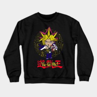 Chibi Yami Yugi Hieroglyph Background - Yu-Gi-Oh! Crewneck Sweatshirt