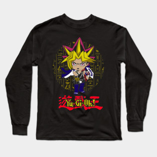 Chibi Yami Yugi Hieroglyph Background - Yu-Gi-Oh! Long Sleeve T-Shirt