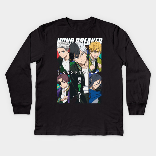 Wind Breaker Anime Main Cast Portrait Kids Long Sleeve T-Shirt by Otaku Vibes