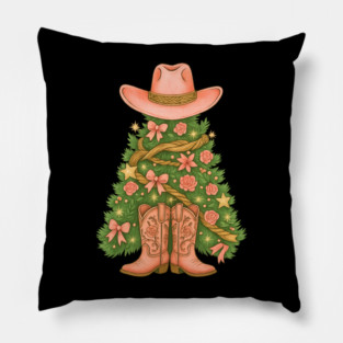 Cowgirl Christmas Tree Shirt Western Cowboy Boots Holiday Outfit Pillow