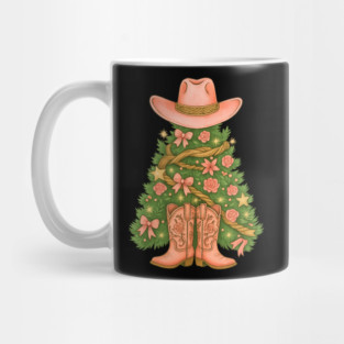 Cowgirl Christmas Tree Shirt Western Cowboy Boots Holiday Outfit Mug