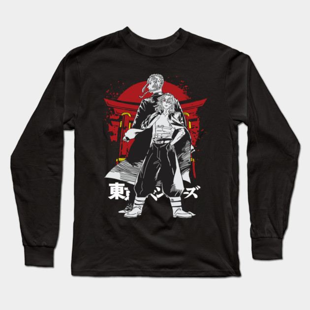 Mikey and Draken Tokyo Revengers Shrine Art Long Sleeve T-Shirt by Otaku Vibes