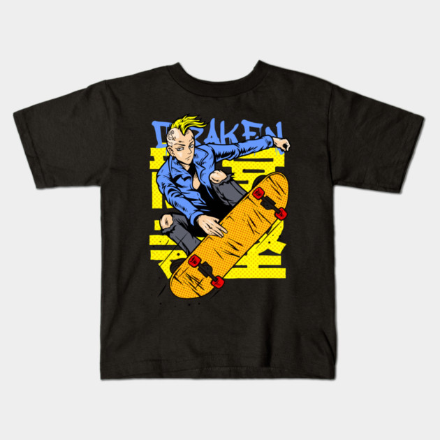 Draken on Skateboard Tokyo Revengers Kids T-Shirt by Otaku Vibes
