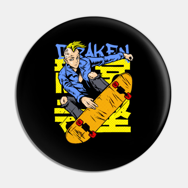 Draken on Skateboard Tokyo Revengers Pin by Otaku Vibes