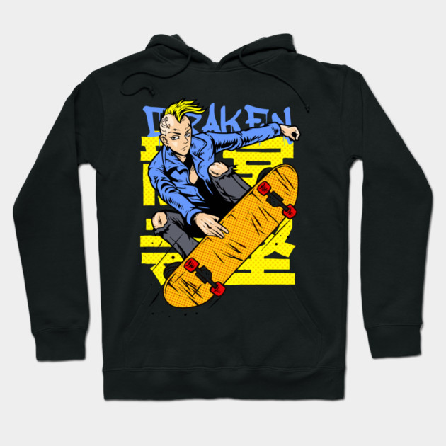 Draken on Skateboard Tokyo Revengers Hoodie by Otaku Vibes