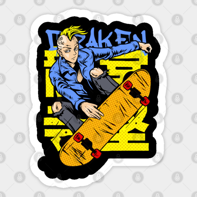 Draken on Skateboard Tokyo Revengers Sticker by Otaku Vibes