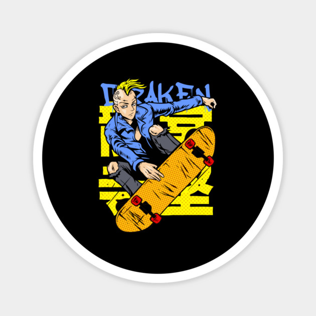 Draken on Skateboard Tokyo Revengers Magnet by Otaku Vibes