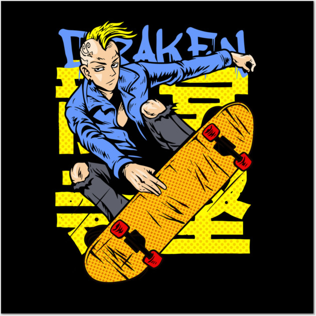 Draken on Skateboard Tokyo Revengers Wall Art by Otaku Vibes