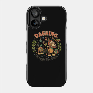 Dashing Through The Snow Funny Dog Christmas Design Phone Case
