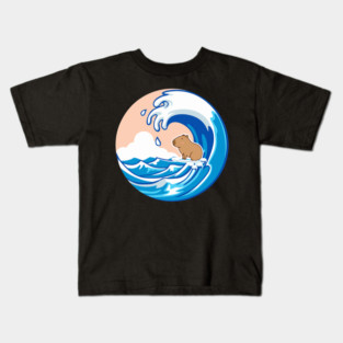 Wave Capybara Surfing Capibara Animal Lover Novelty Kids T-Shirt