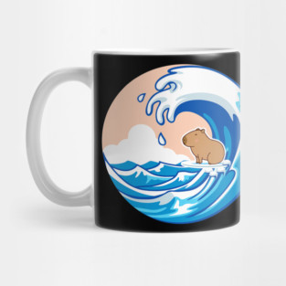 Wave Capybara Surfing Capibara Animal Lover Novelty Mug