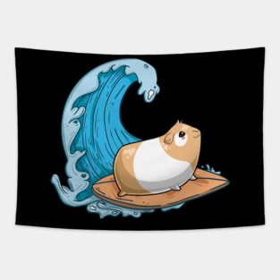 Guinea Pig Mom Dad Piggy Surfing Tapestry