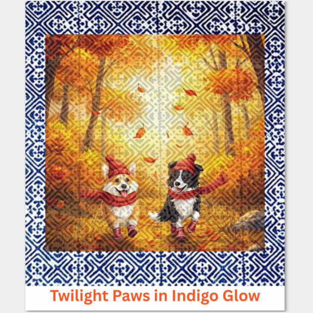 Twilight Paws in Indigo Glow Wall Art by Pimcolle