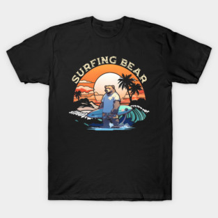 Surfer Hawaiian Beach Surfing Bear Paradise T-Shirt