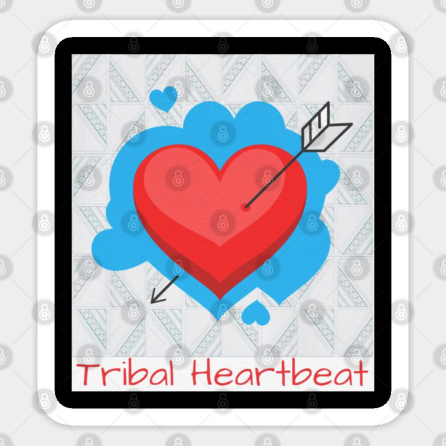 Tribal Heartbeat – Hmong Fan Blade Pattern (Plai Jao) Sticker by Pimcolle