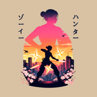 Zoey Kpop Demon Hunters Anime Ninja Warrior Sunset City Huntrx Huntrix Lovers T-Shirt