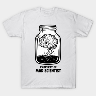 Mad Scientist Brain in Jar Creepy Halloween T-Shirt