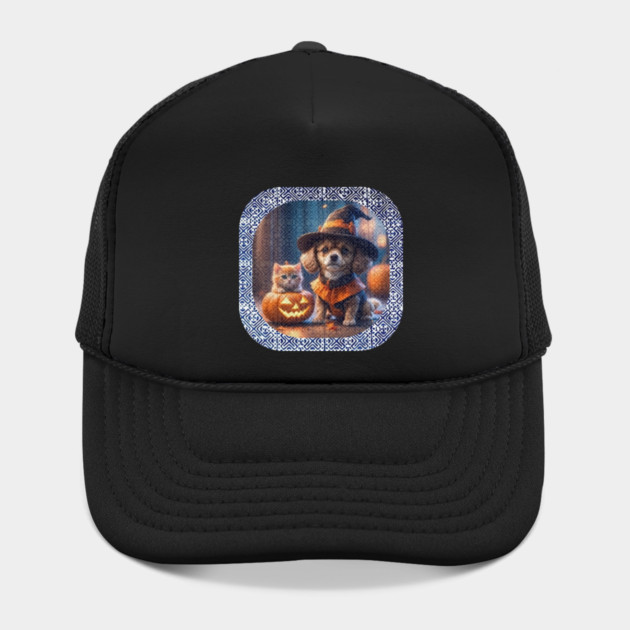 Spooky Paws in Tribal Glow – Halloween Dog & Cat with Hmong Spirit by Pimcolle