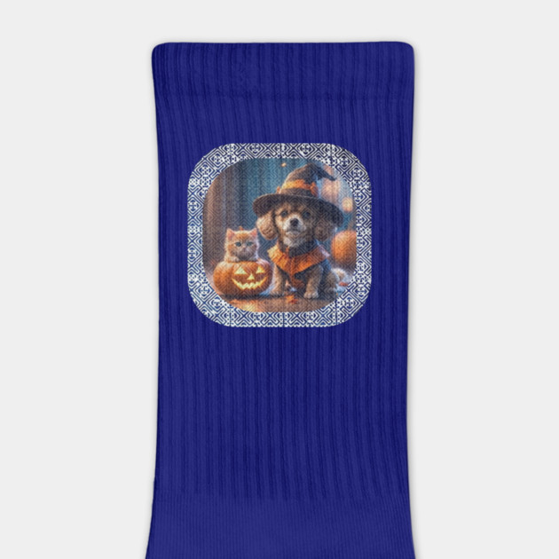 Spooky Paws in Tribal Glow – Halloween Dog & Cat with Hmong Spirit by Pimcolle