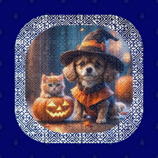 Spooky Paws in Tribal Glow – Halloween Dog & Cat with Hmong Spirit by Pimcolle